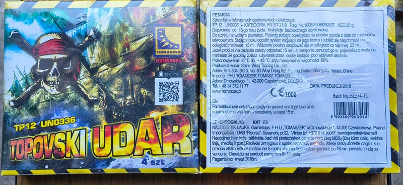 Petardy Topovski Udar TP12 4 sztuki – zdjęcie 1 z 1